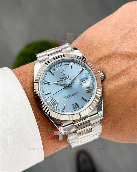 rolex oyster perpetual day date platino prezzo|rolex day date ice blue.